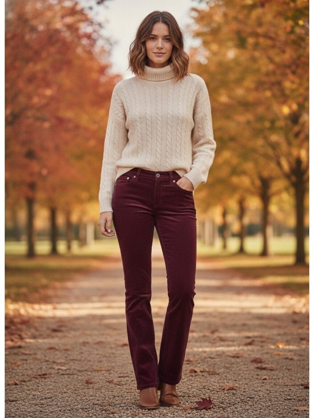 Lauren Jeans Co Ralph Lauren Corduroy Pants Womens 2P Burgundy Maroon Bootcut LR
